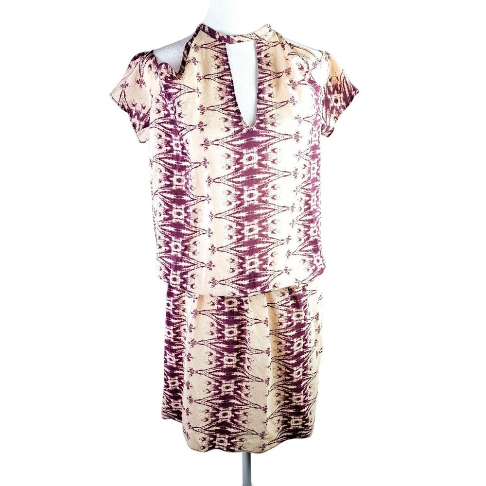 Amanda Uprichard Aztec Style Cold Shoulder Keyhole Chest & Back 100% Silk Dress